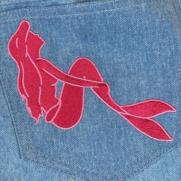 Marshall Columbia Disney Little Mermaid High Waisted Denim Embroidered Shorts S - Picture 15 of 16